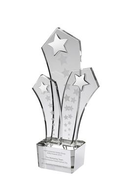 AC118 Engraved Optical Crystal Star Award with Metal Star